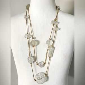 The Limited Long Glass Bead Necklace With Natural Twine